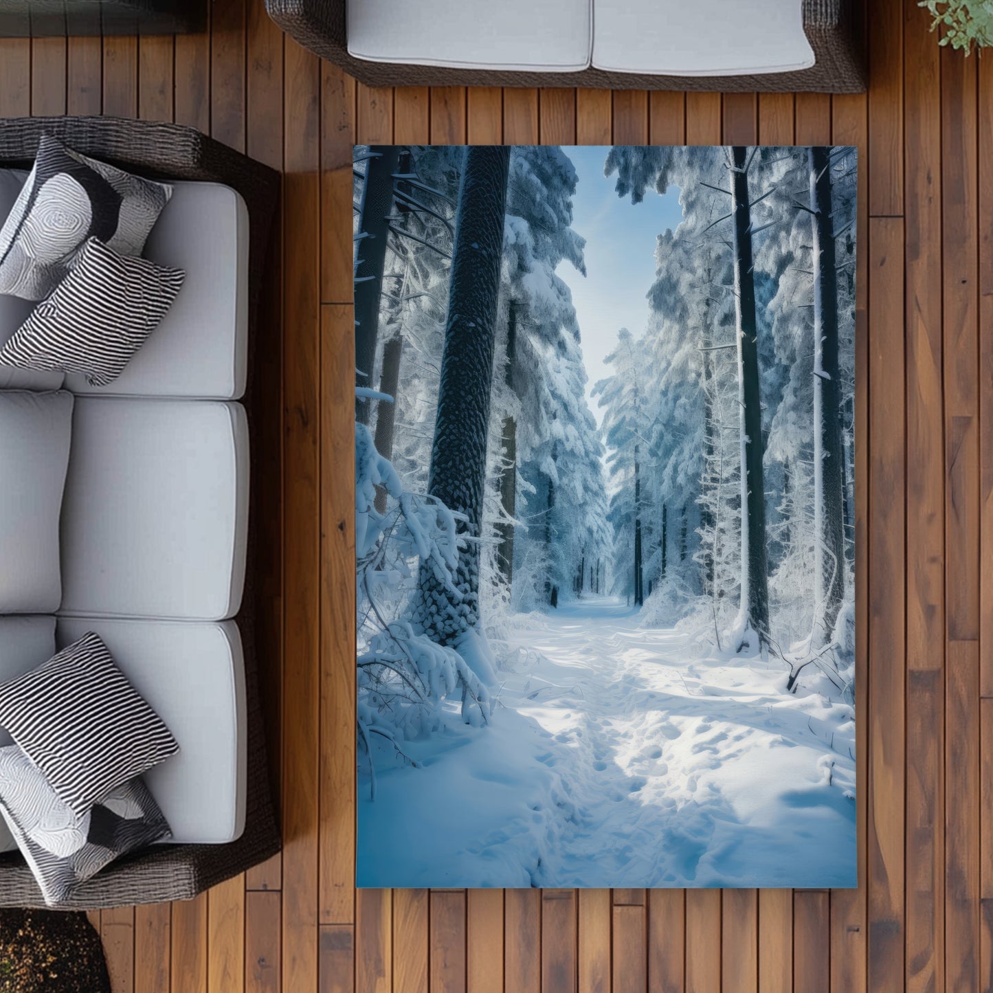 Cold forest White Outdoor Area Rug for Home Decor - Stylish