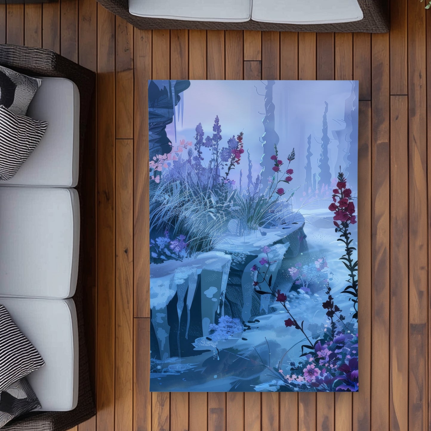 Valley of Ice White Outdoor Area Rug for Home Decor | Stylish