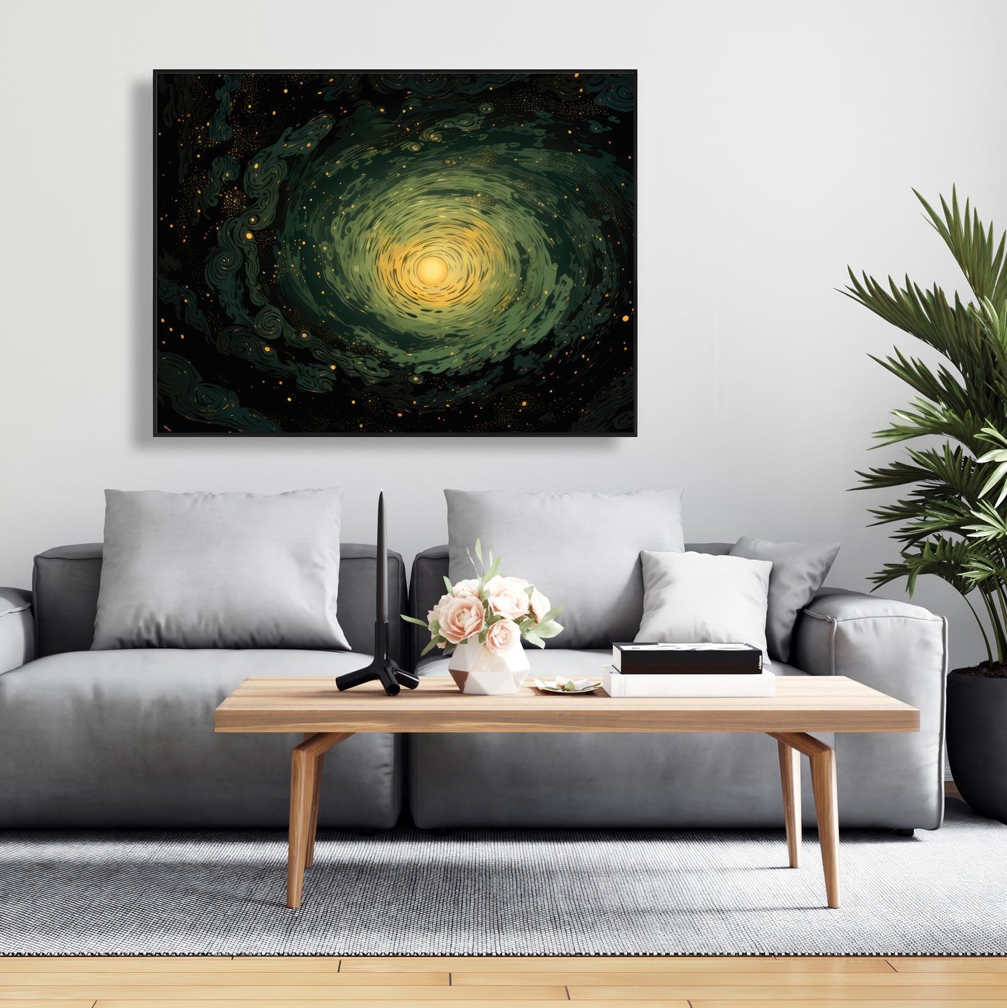Swirling gases - Black framed canvas for home decor elegance