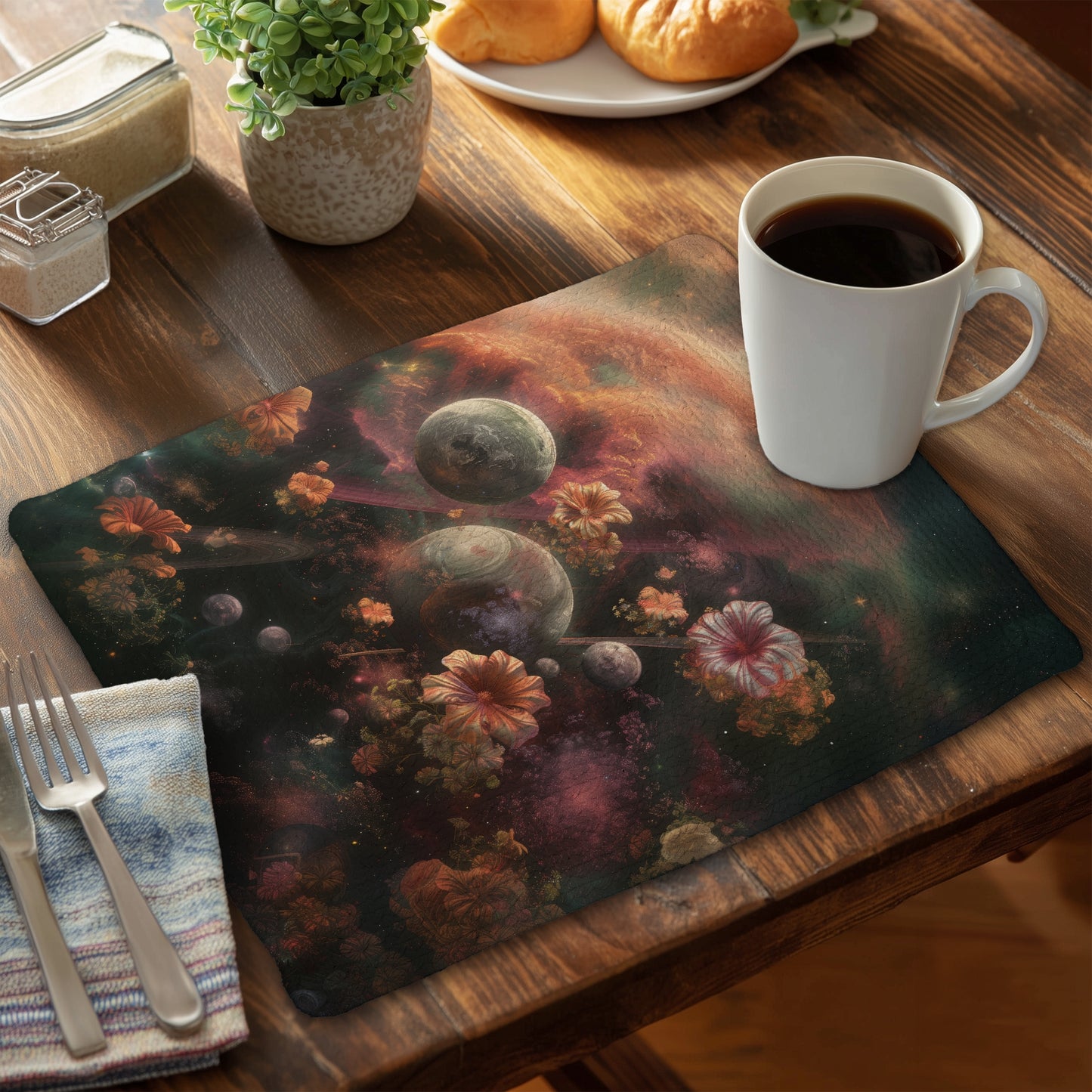 Capturing Light - Coral Braided Polyester Placemat | Home Decor