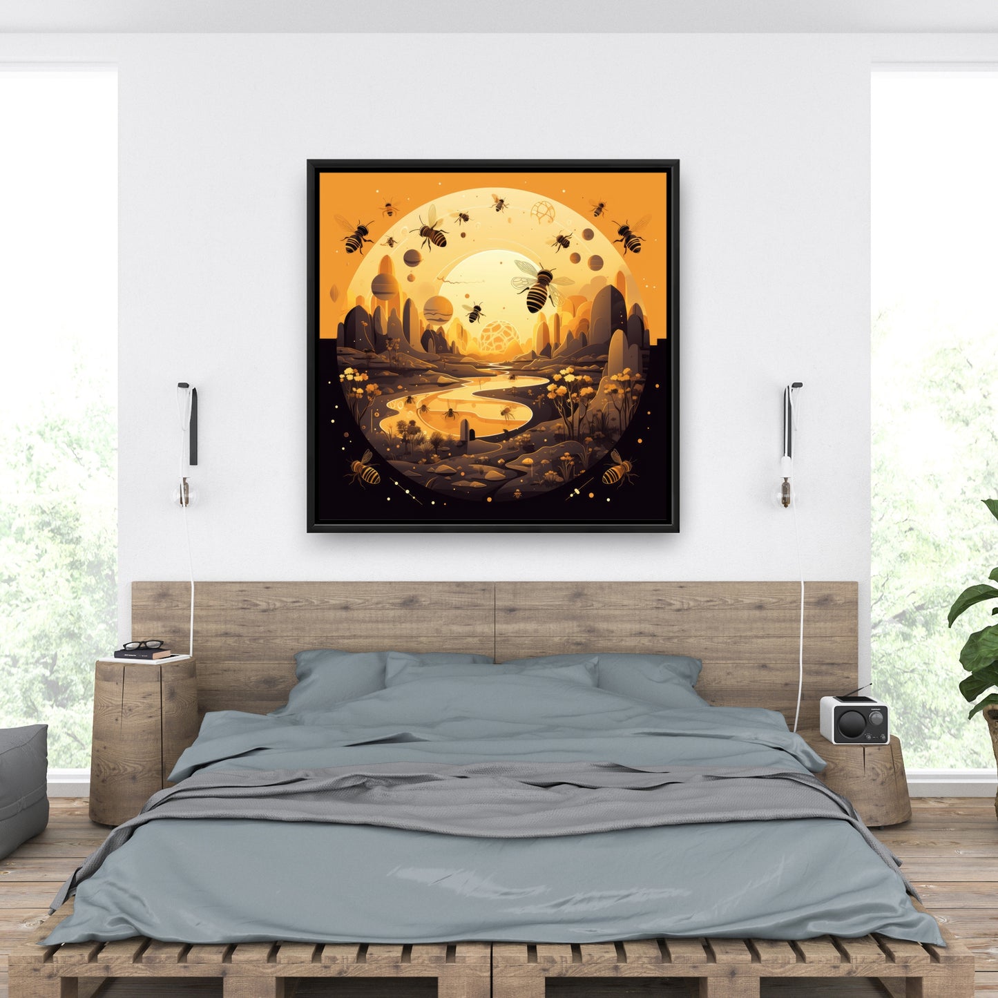Hive planet - 36"x36" Framed canvas