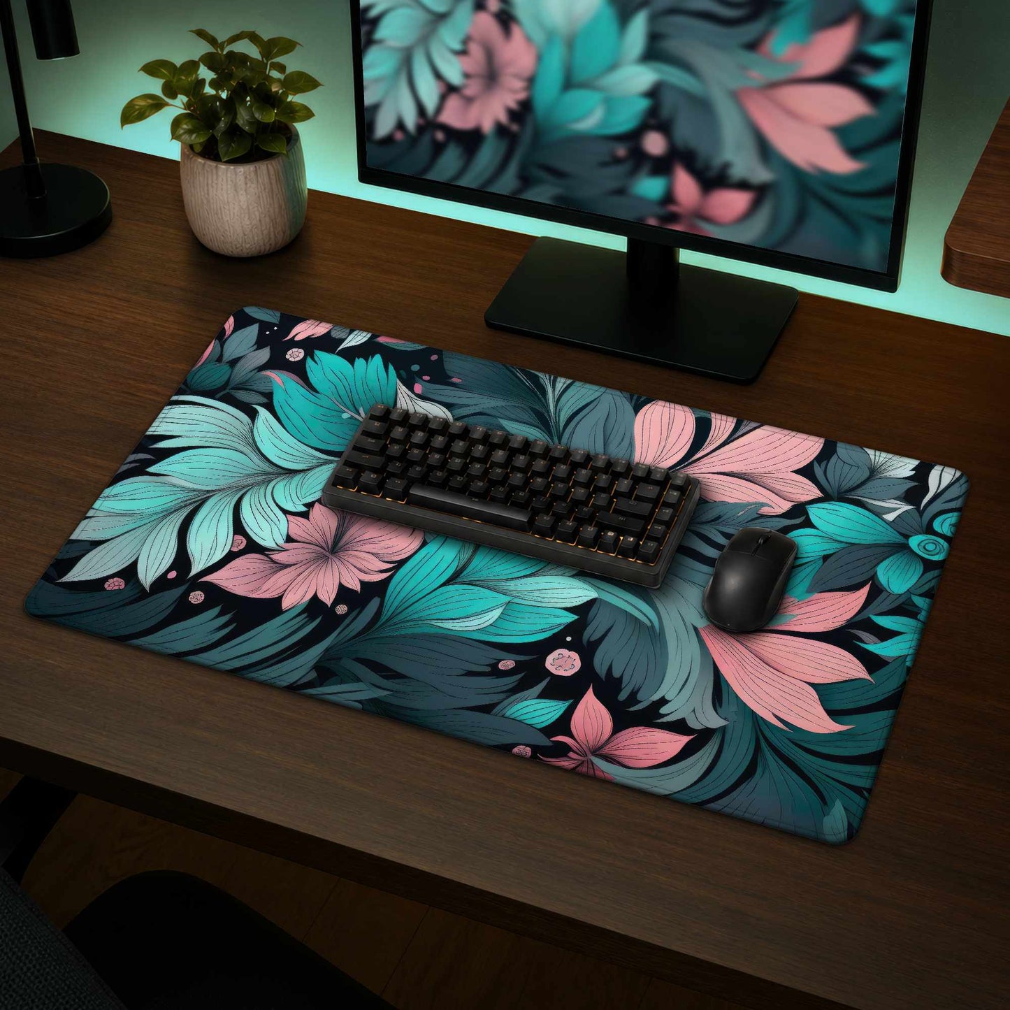 Neon Leaves Desk Mat | Stylish Home Decor Surface Protector