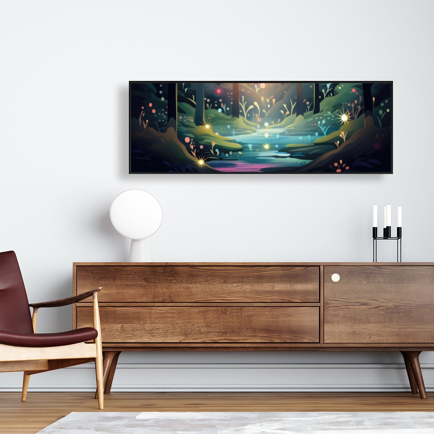 Magical forest - Turquoise Framed Canvas for Home Decor