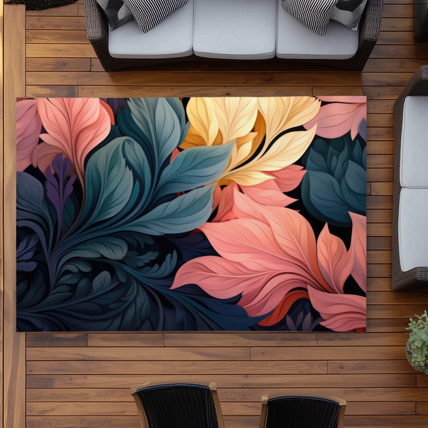 Pastel Bloom Coral Outdoor Area Rug | Home Decor Accent