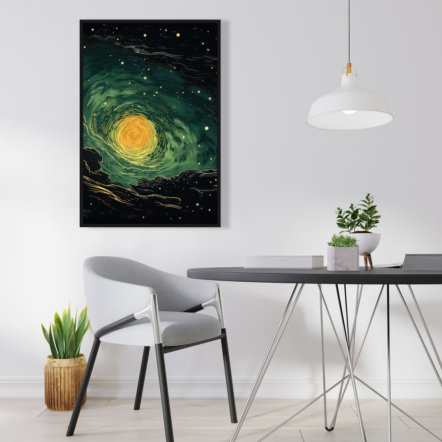 Turmoil in space - Framed Canvas - Print on demand