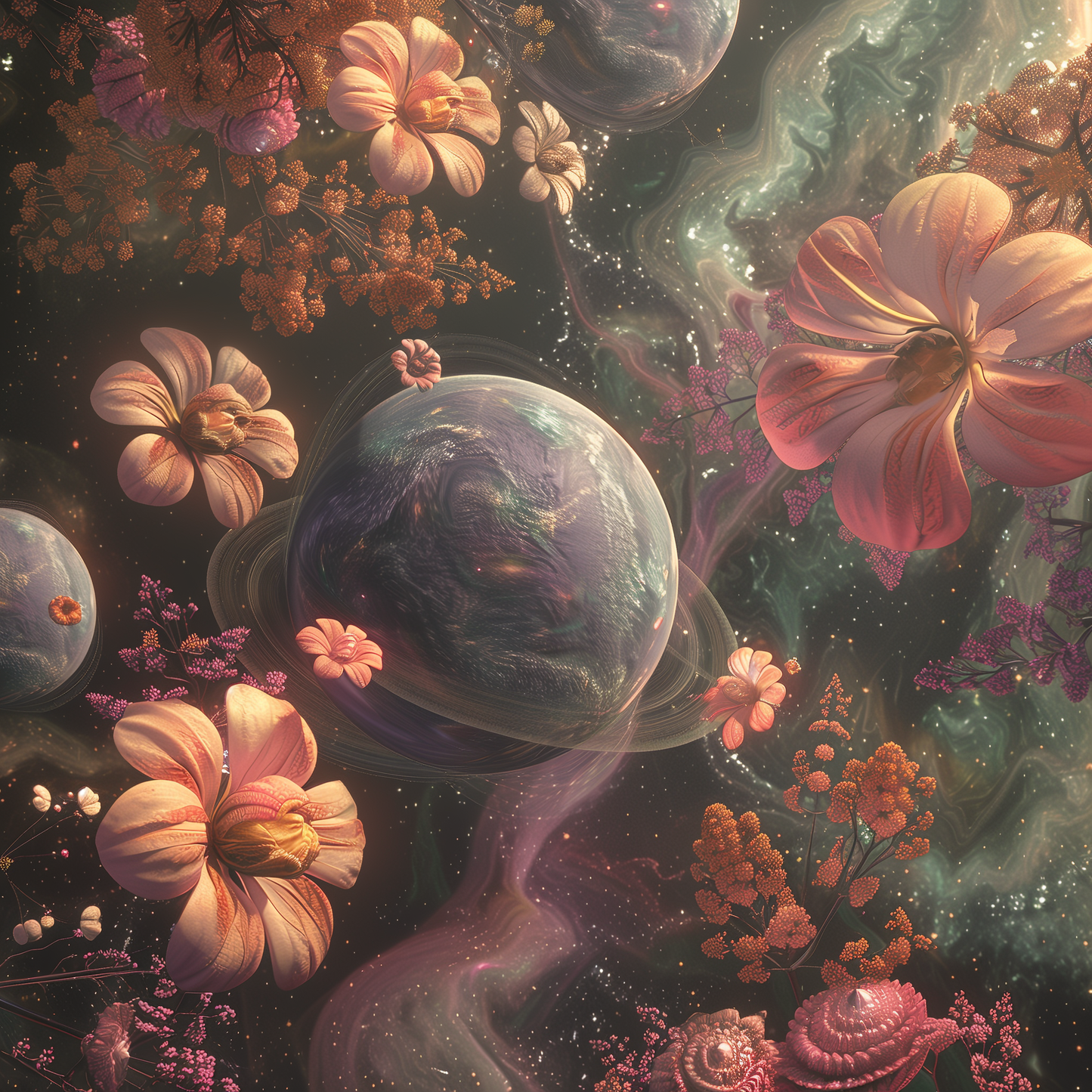 Flower space - Throw Pillow