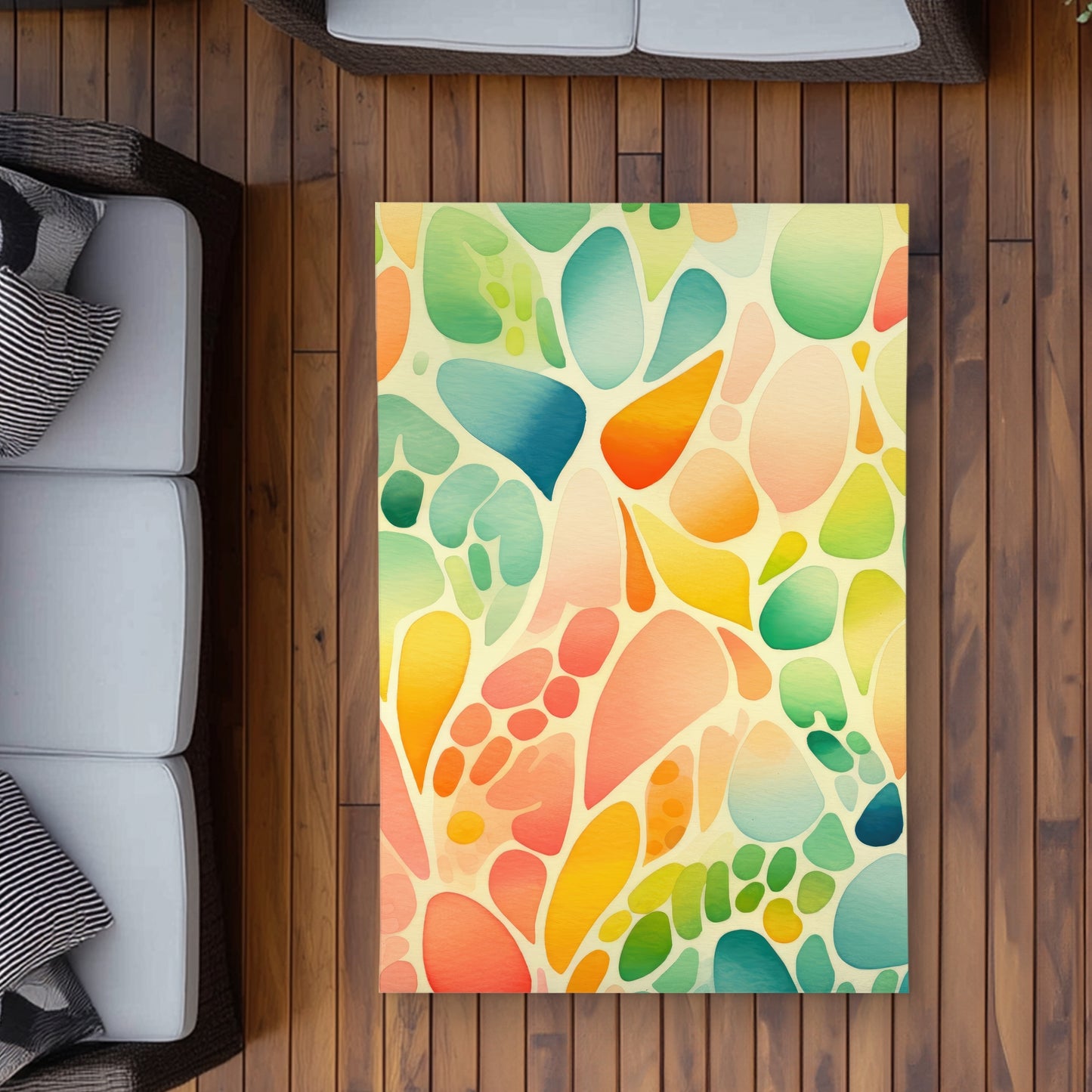 Organic Fruits Turquoise Outdoor Area Rug | Home Decor Essentials