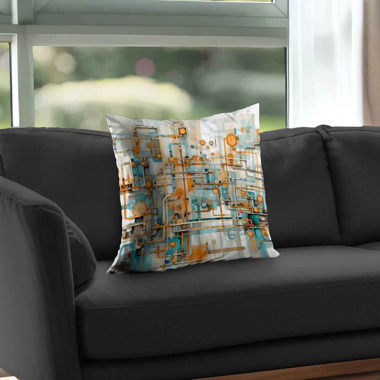 Like clockwork Turquoise Poly Twill Throw Pillow - Home Decor