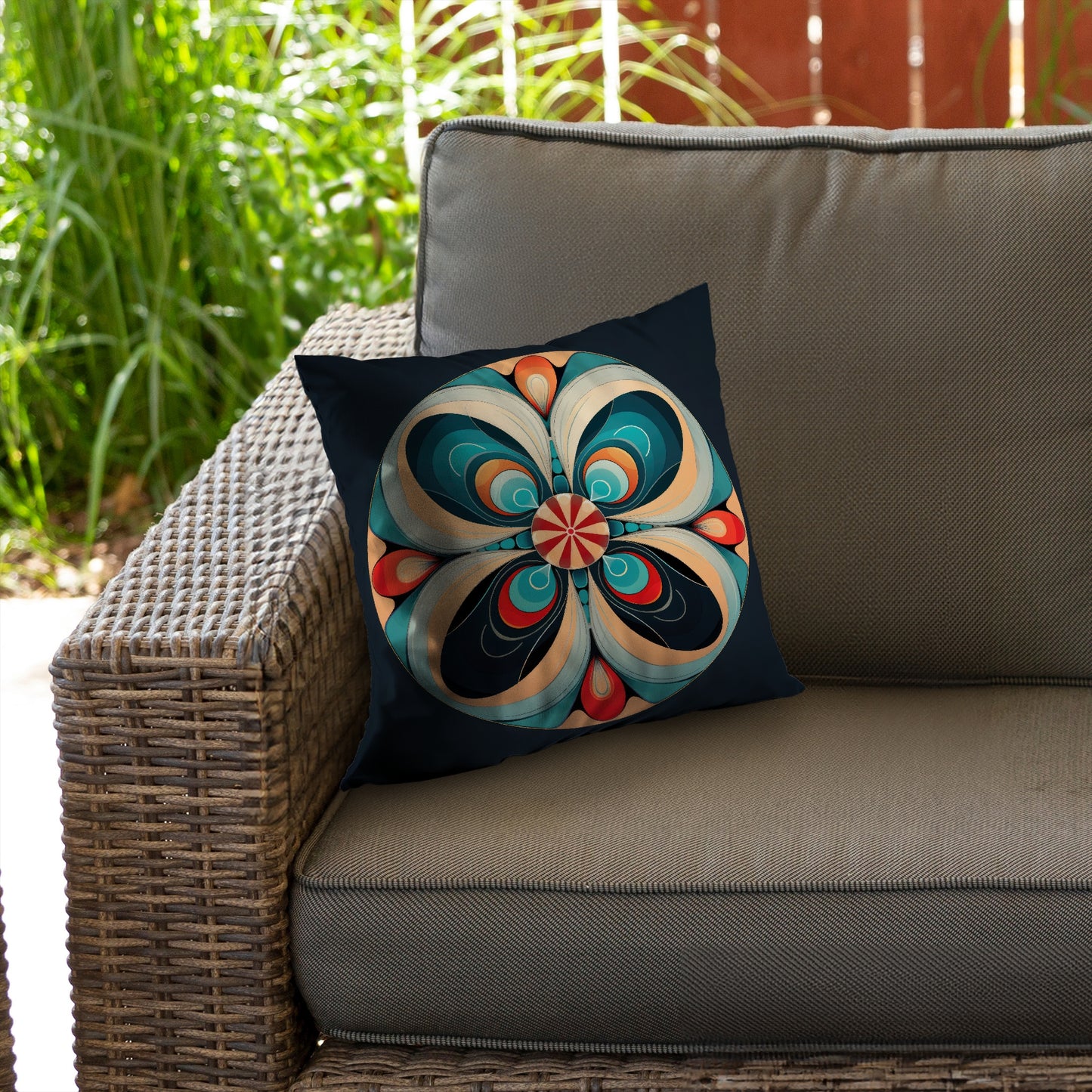 Concentric Turquoise Poly Twill Throw Pillow - Home Decor Insert