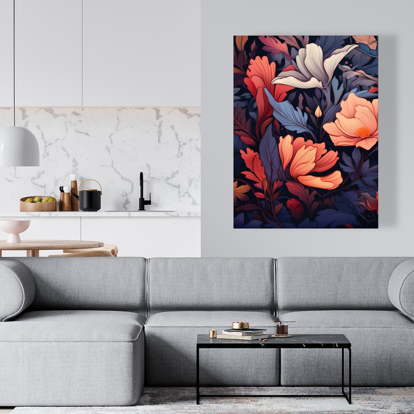 Blooming Uninterrupted - Gray Canvas for Home Decor