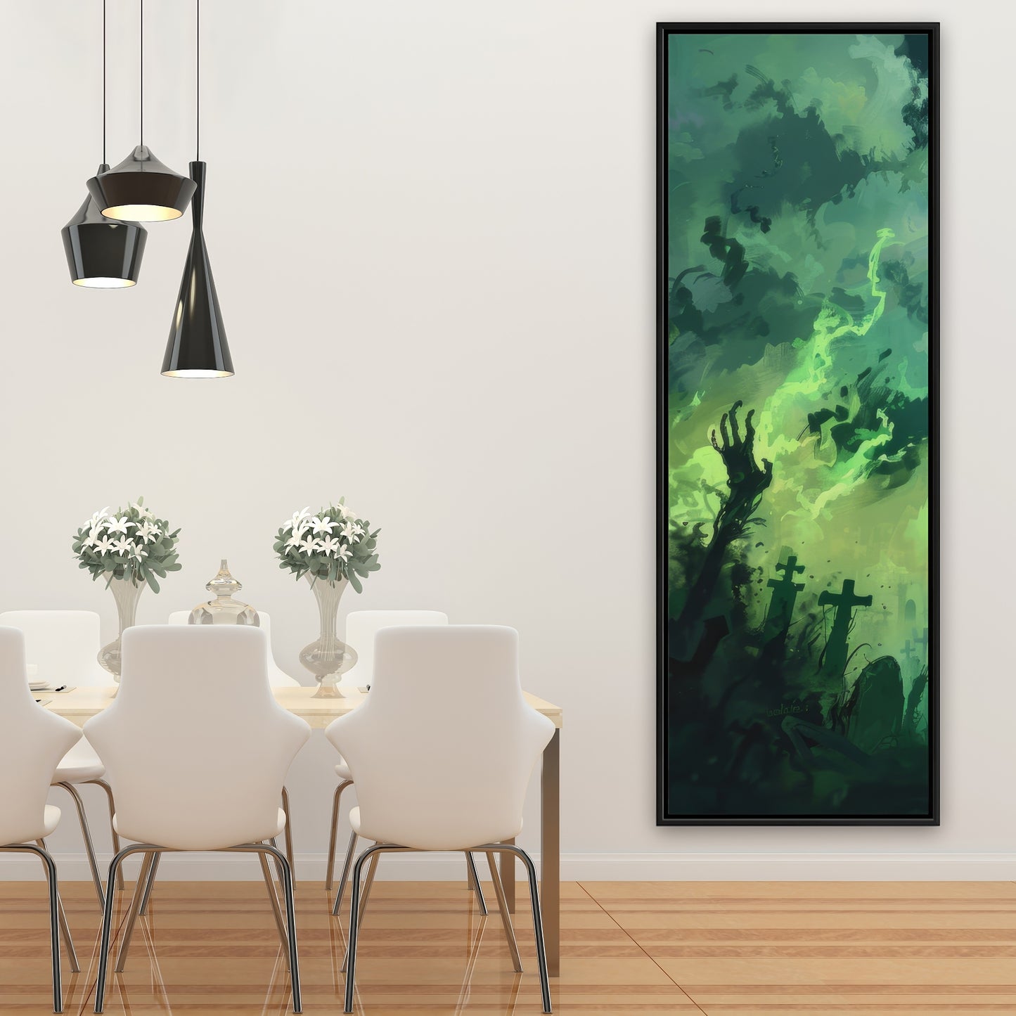 Reaching Hell - Turquoise Framed Canvas | Home Decor Art