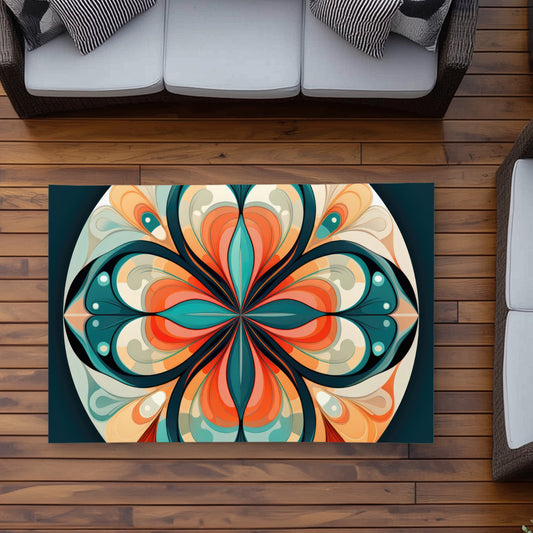 Mandala paisible - Tapis d'extérieur blanc pour la décoration intérieure