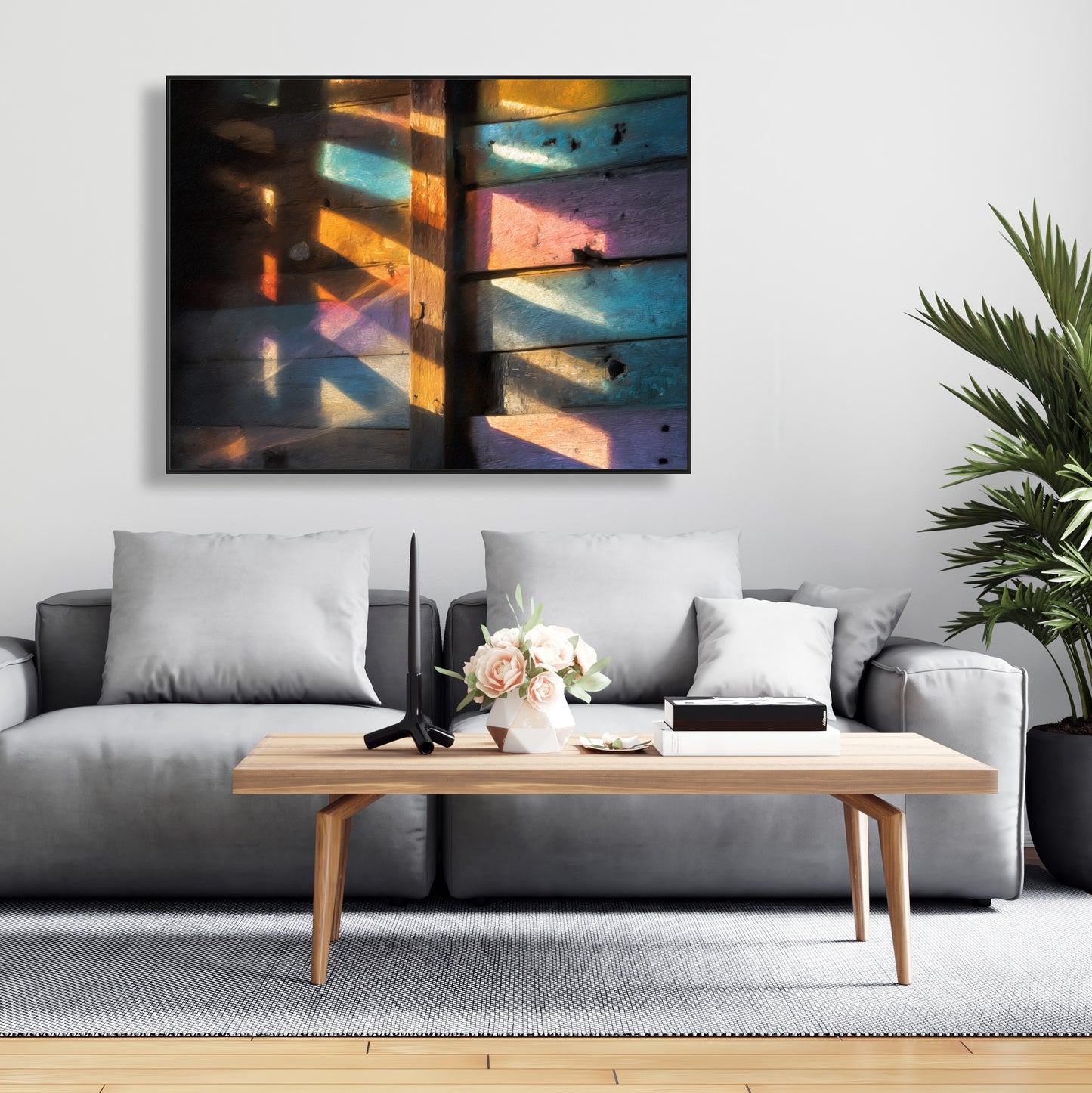 Casting Rainbows - Green Framed Canvas for Home Decor