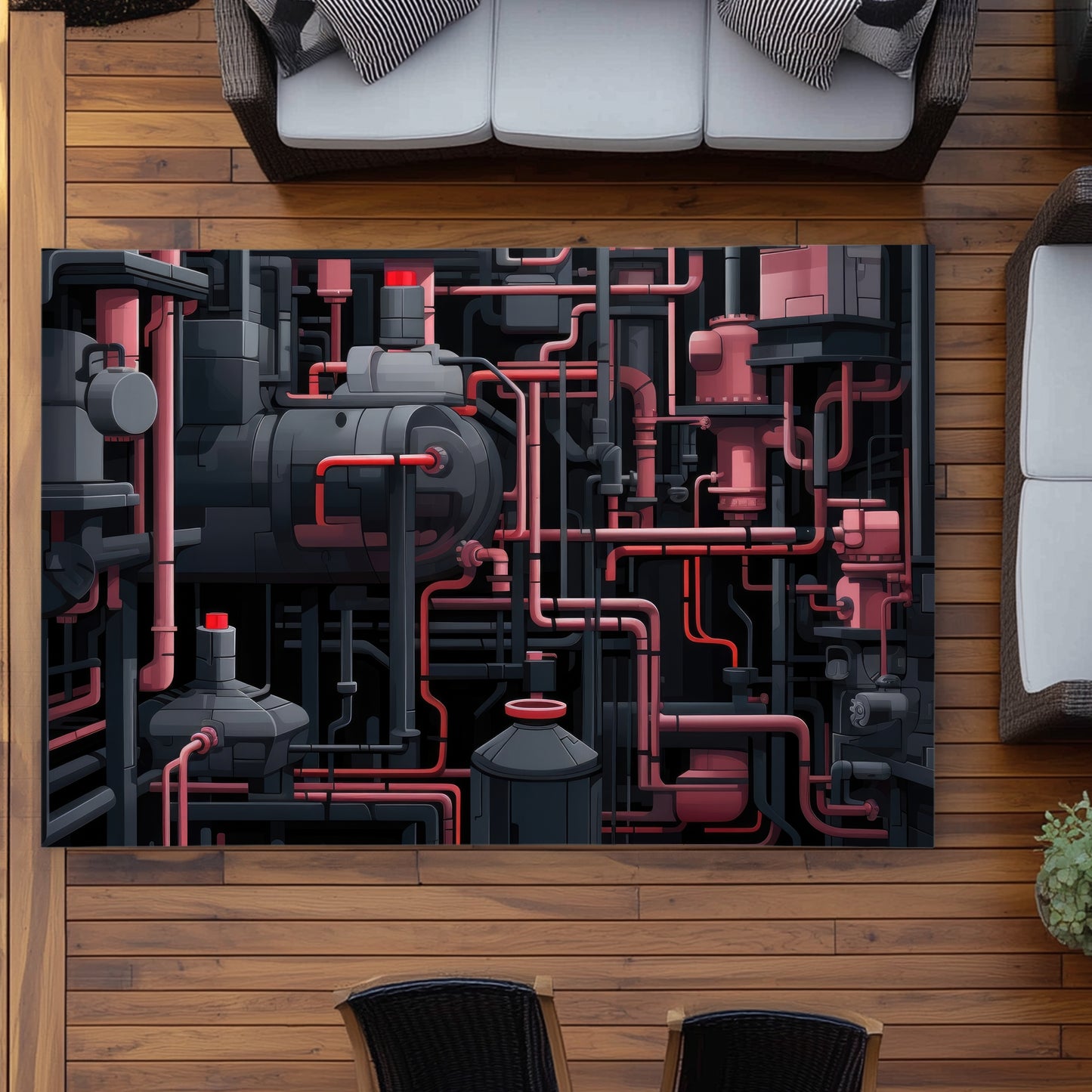 Dark Pipes Gray Outdoor Area Rug | Stylish Home Decor