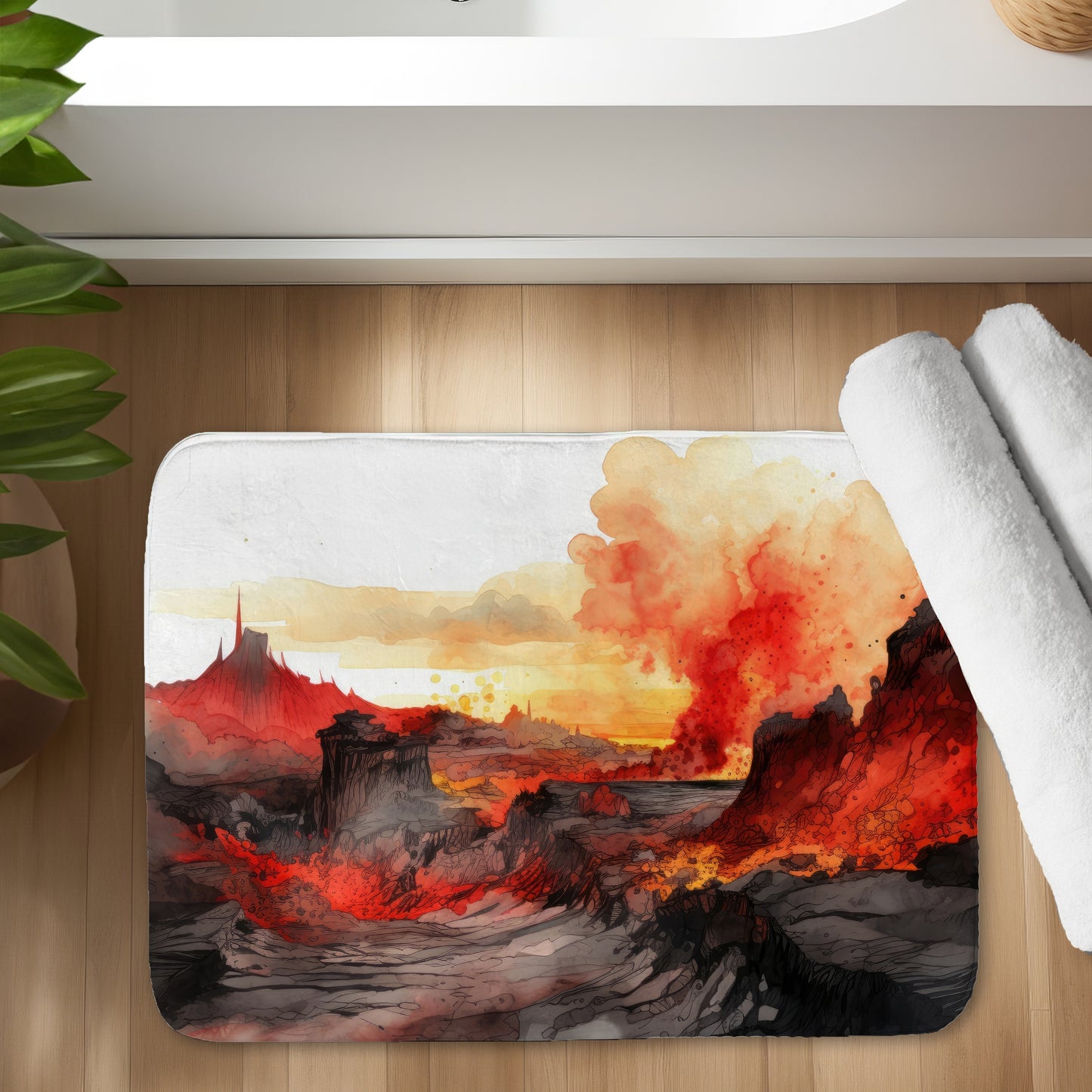 Minimalist Flow Orange Bath Mat | Stylish Home Decor
