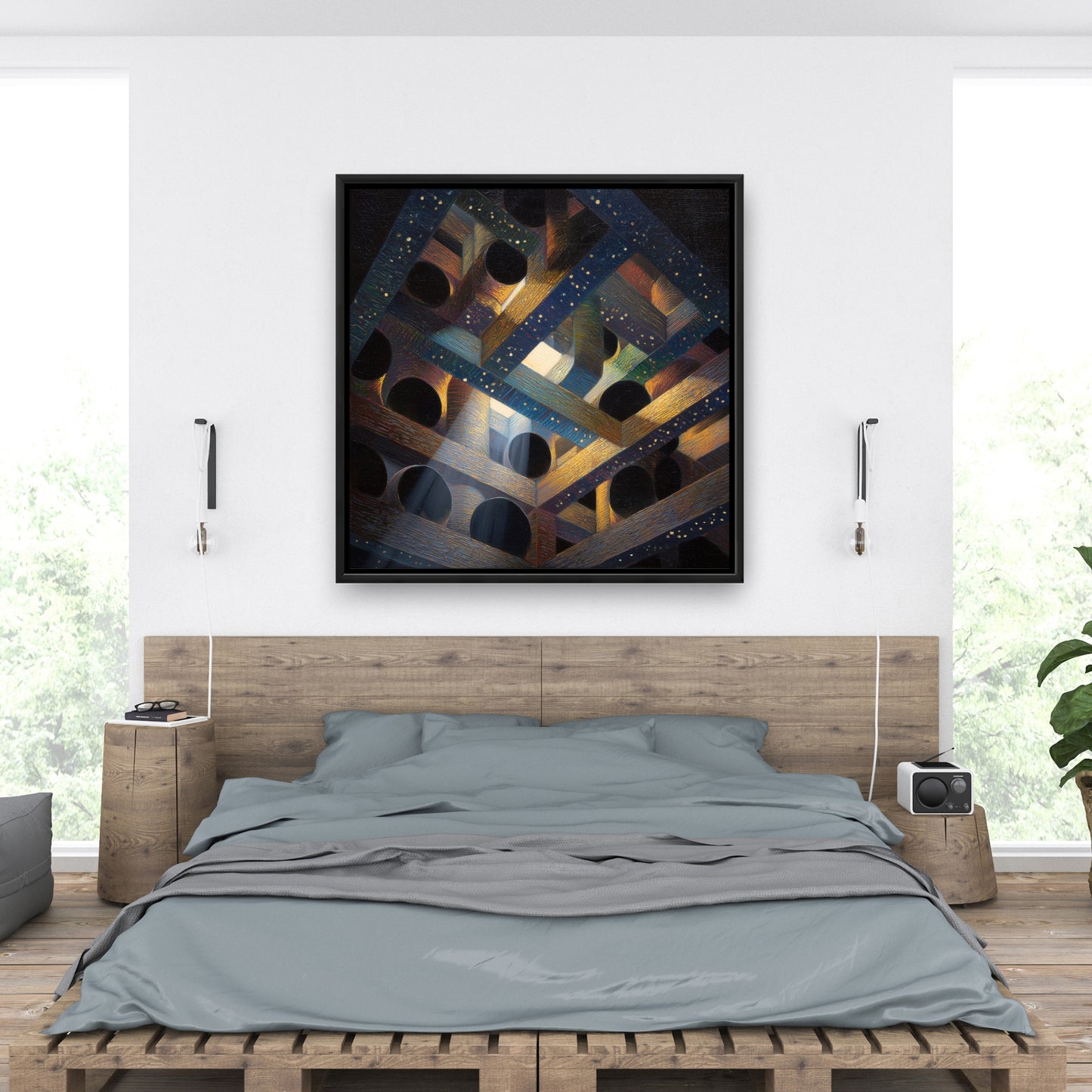 Pipe Dream - Blue Framed Canvas for Home Decor | Art Piece