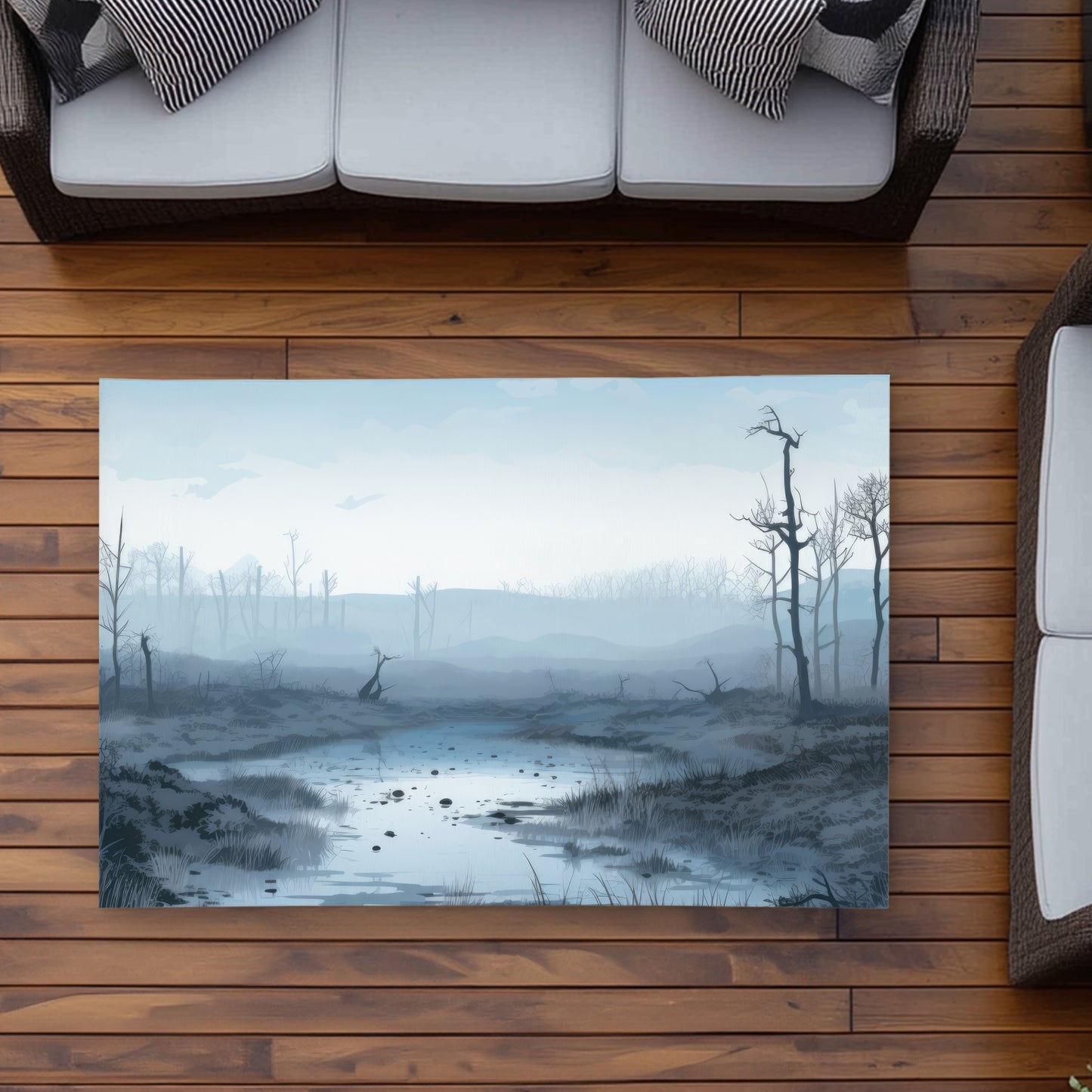 Swampy Lands - Black Outdoor Area Rug for Home Decor