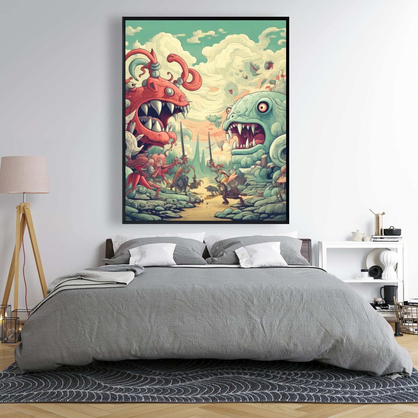 Two titans - Framed Canvas - Print on demand