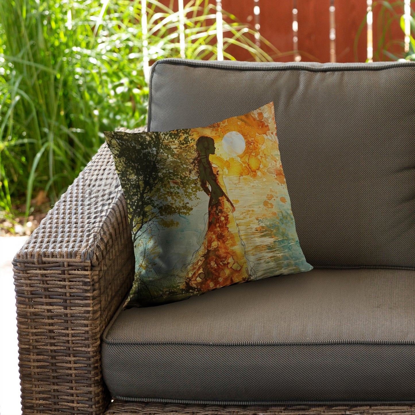 Peaceful Sun Green Poly Twill Throw Pillow | Home Decor Insert