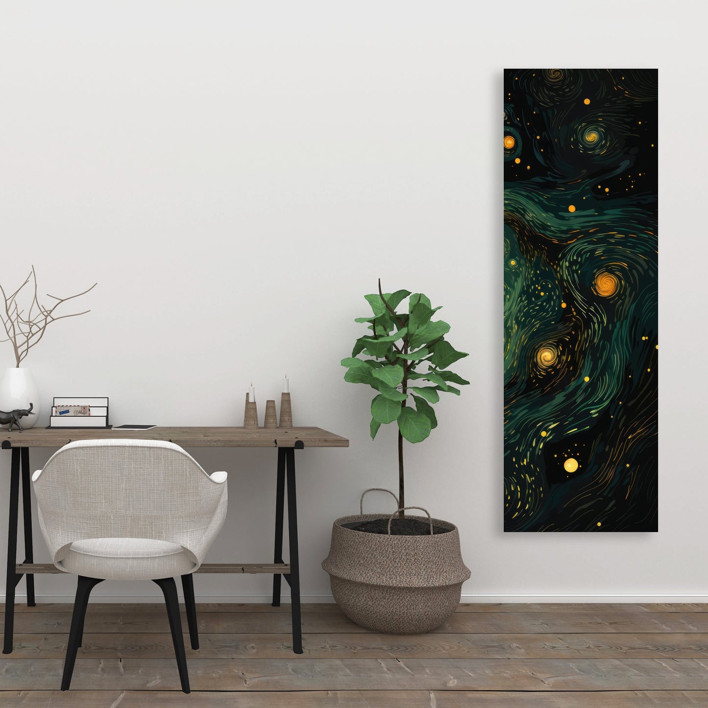 Illuminated in Space - Black Canvas Home Decor Art Print