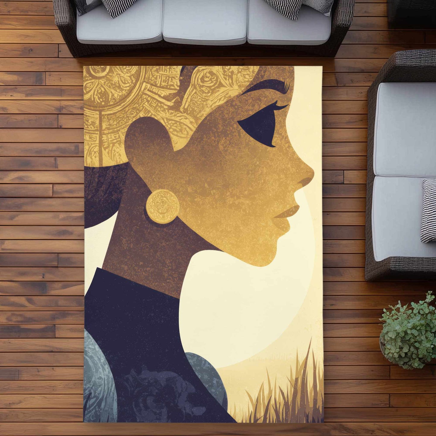Tapis d'extérieur profilé Golden Muse | Décoration intérieure élégante