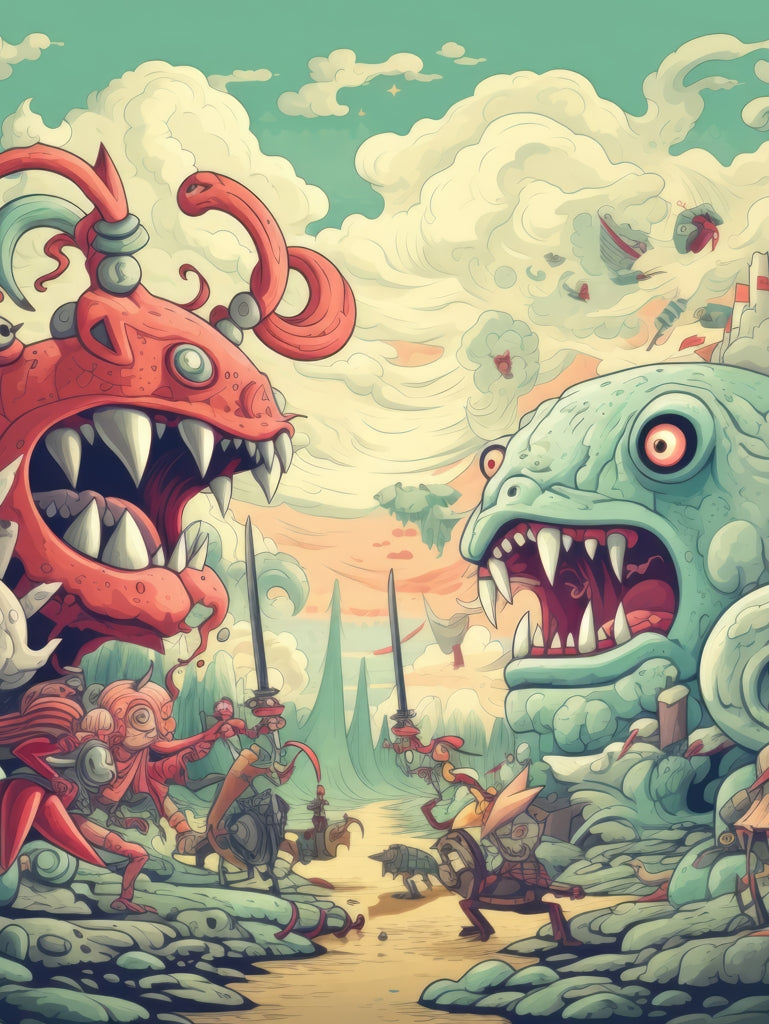 Two titans - Framed Canvas - Print on demand