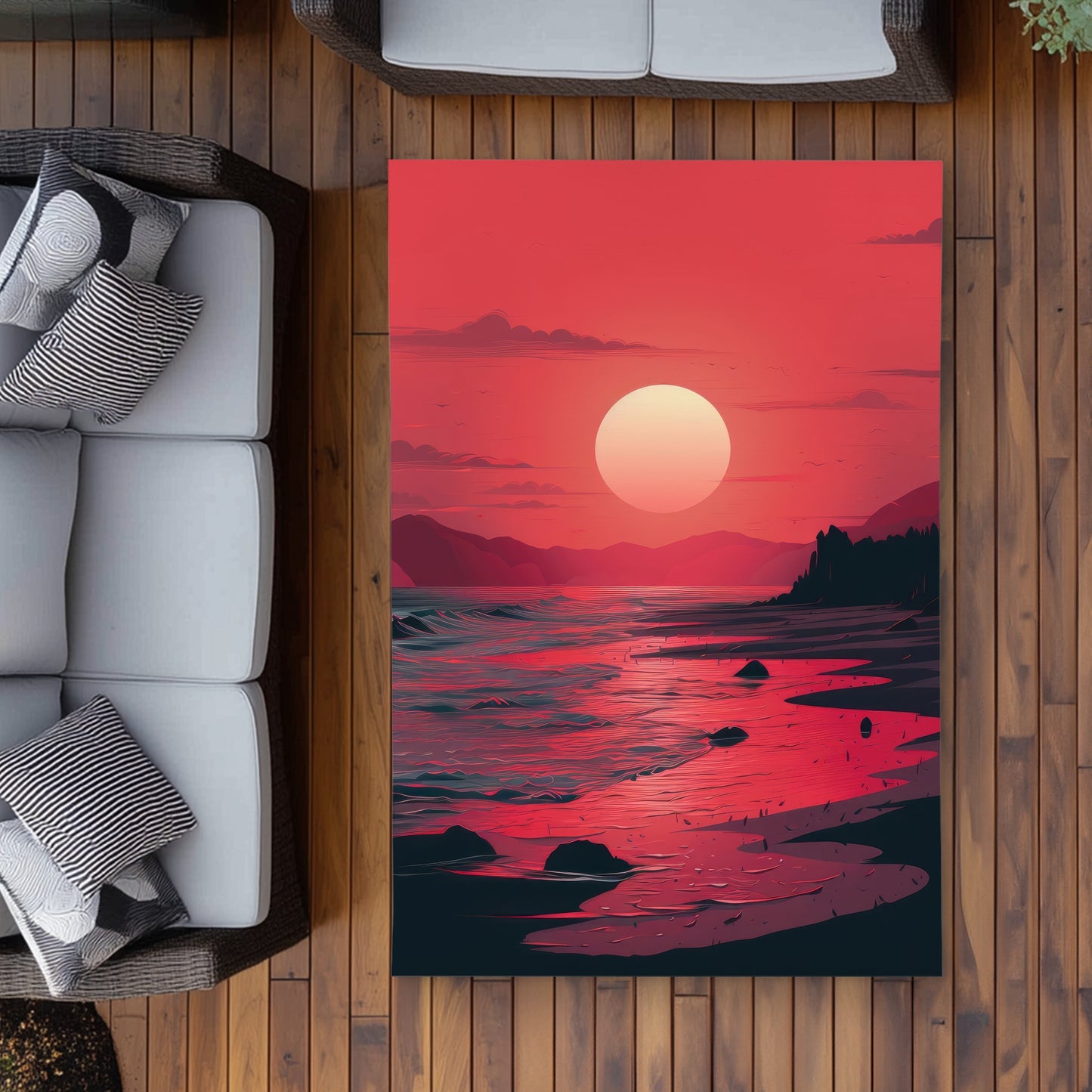 Red sky Outdoor Area Rug - Stylish Red Home Decor Accent