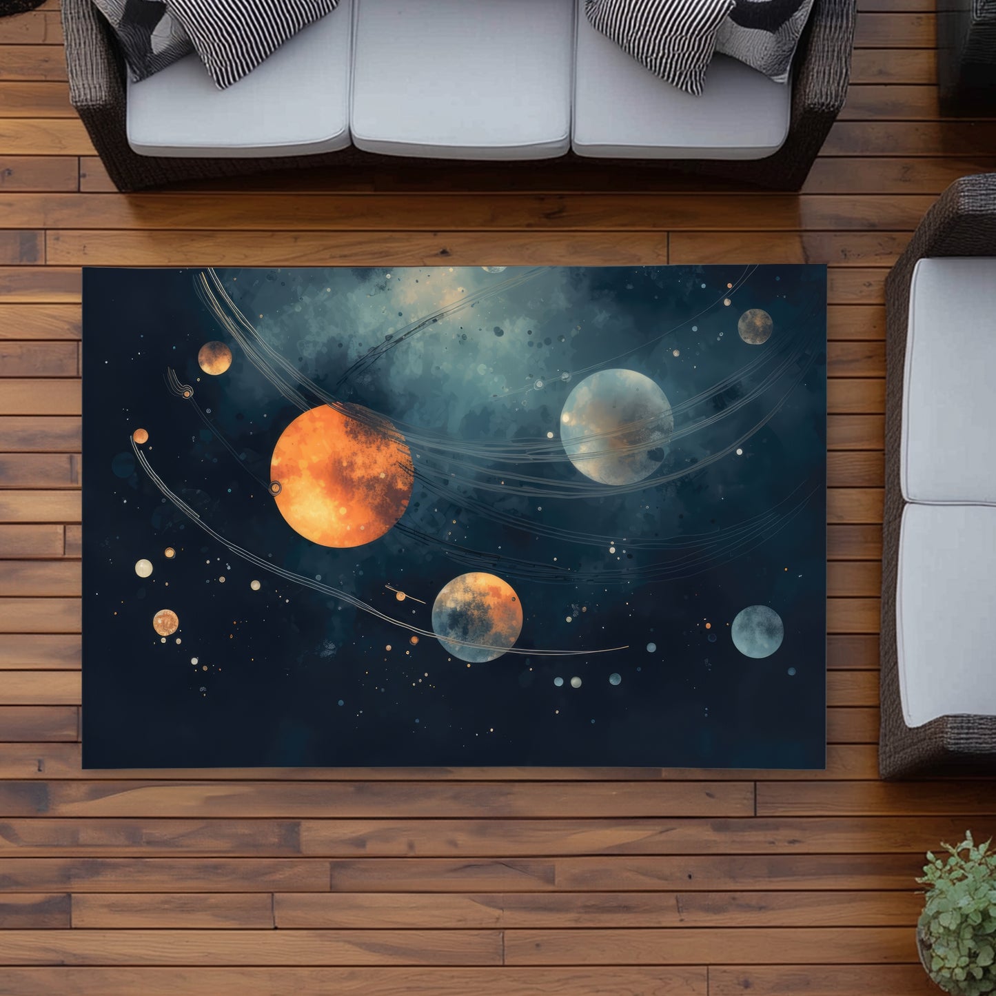 Deep Exploration Orange Outdoor Area Rug for Home Decor