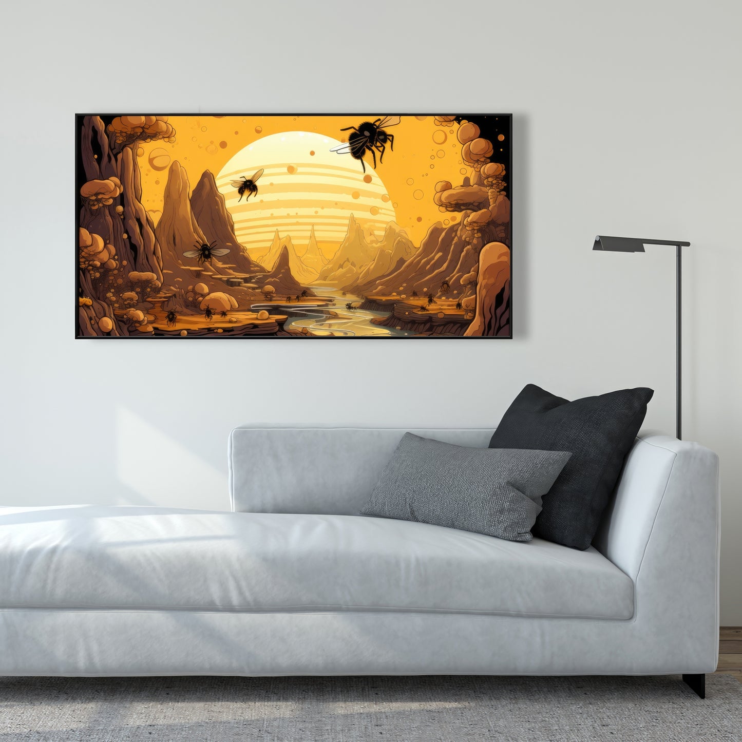Hive Mind - Black Framed Canvas Art for Home Decor
