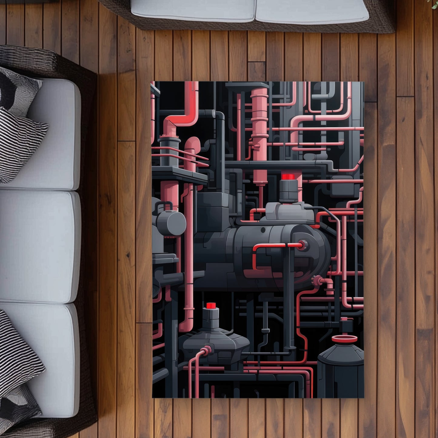 Dark Pipes Gray Outdoor Area Rug | Stylish Home Decor