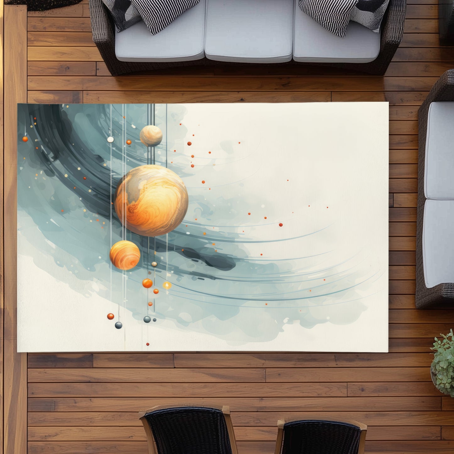 Hanging Planets Gray Outdoor Area Rug | Home Decor Essentials