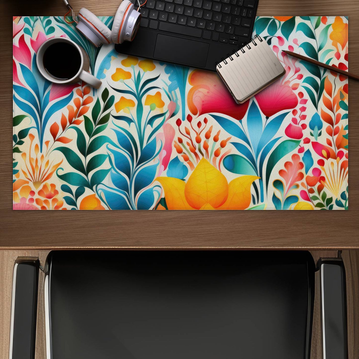 Flowing flowers - Green gaming mat for stylish home decor