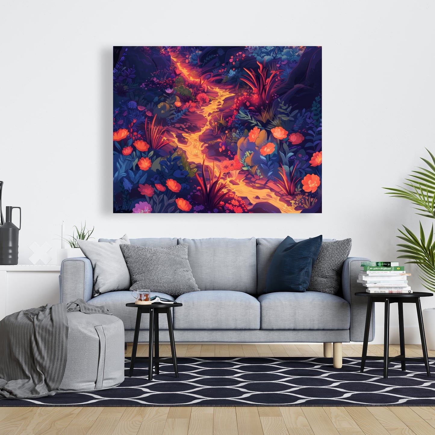 Burning Flowers - Pink Canvas Art for Home Decor | Stylish Decor