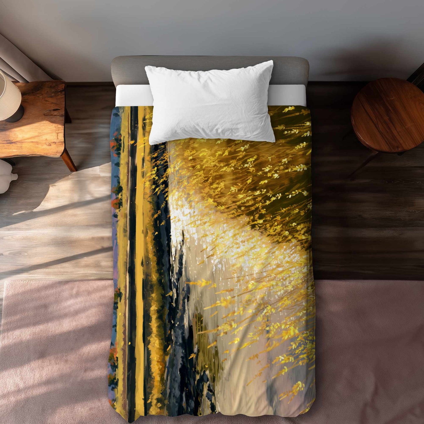 Housse de couette Golden Stream Glow | Décoration intérieure élégante