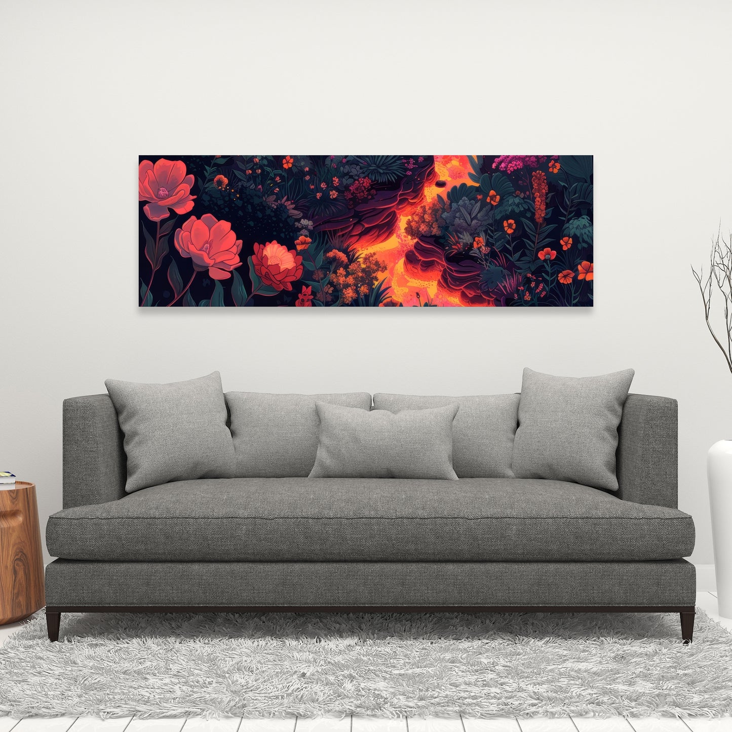 Flowing magma - Black canvas home decor art piece