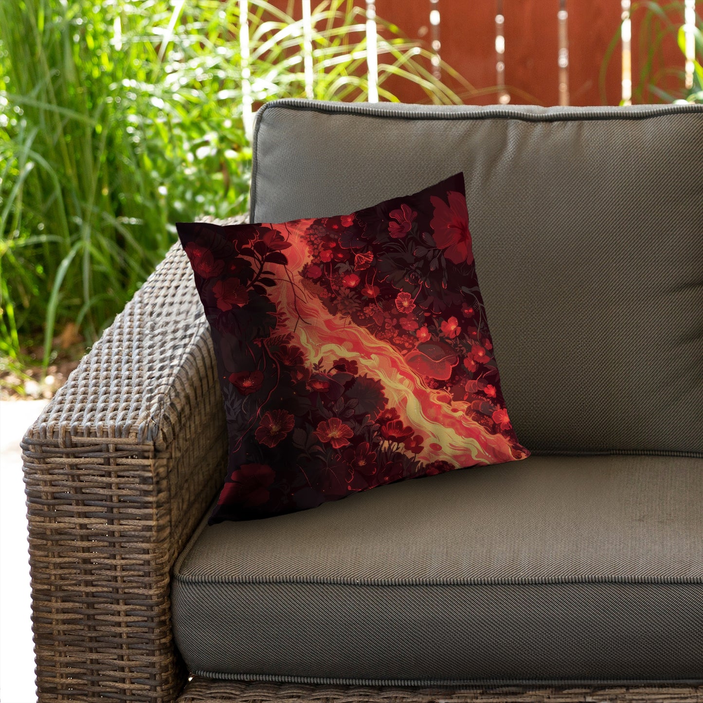 Seering Flowerbed Black Poly Twill Throw Pillow Insert | Home Decor