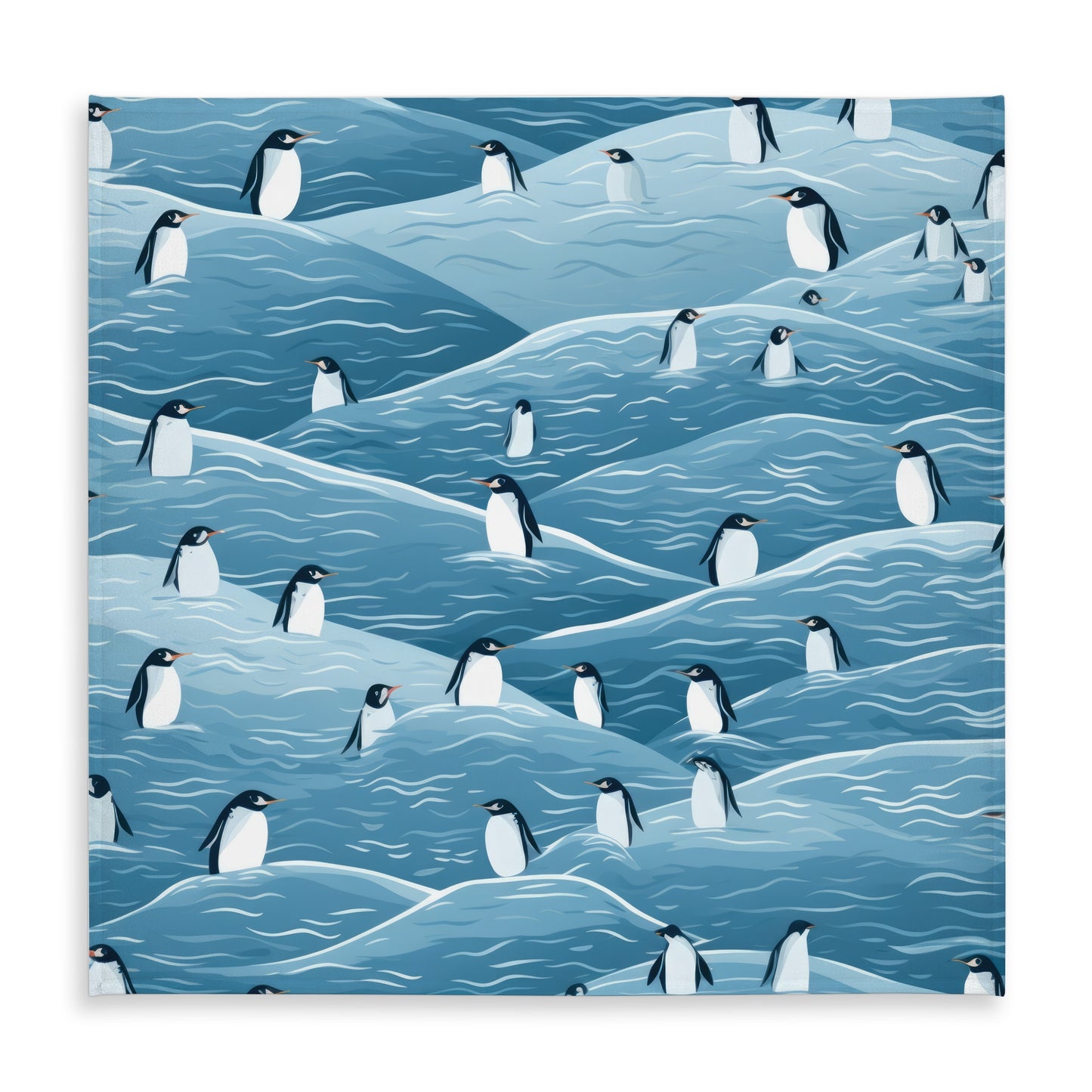 Penguins Wandering Blue Indoor Outdoor Tablecloth | Home Decor