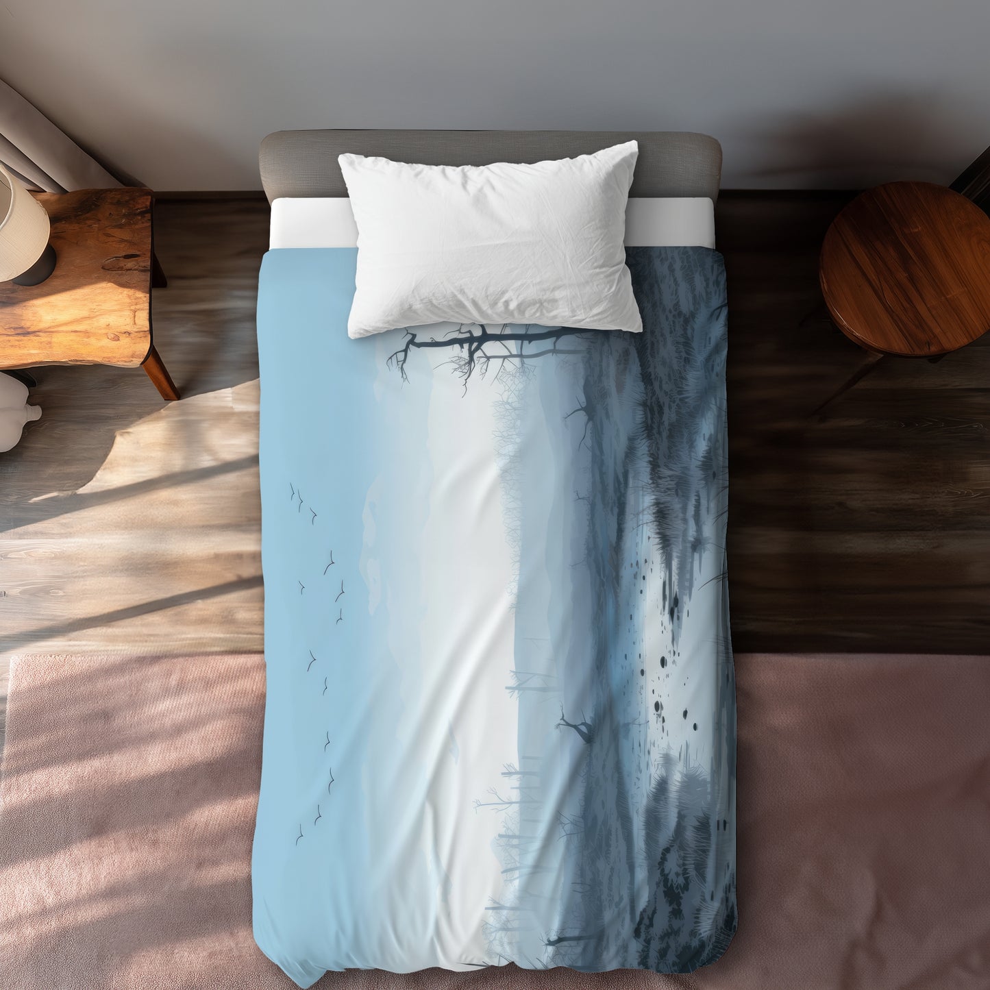 Swampy Lands White Duvet Cover | Elegant Home Decor Accent