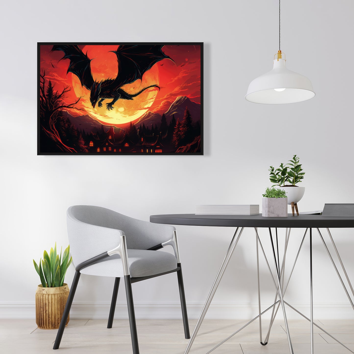 The dragon's wrath - 36"x36" Framed canvas