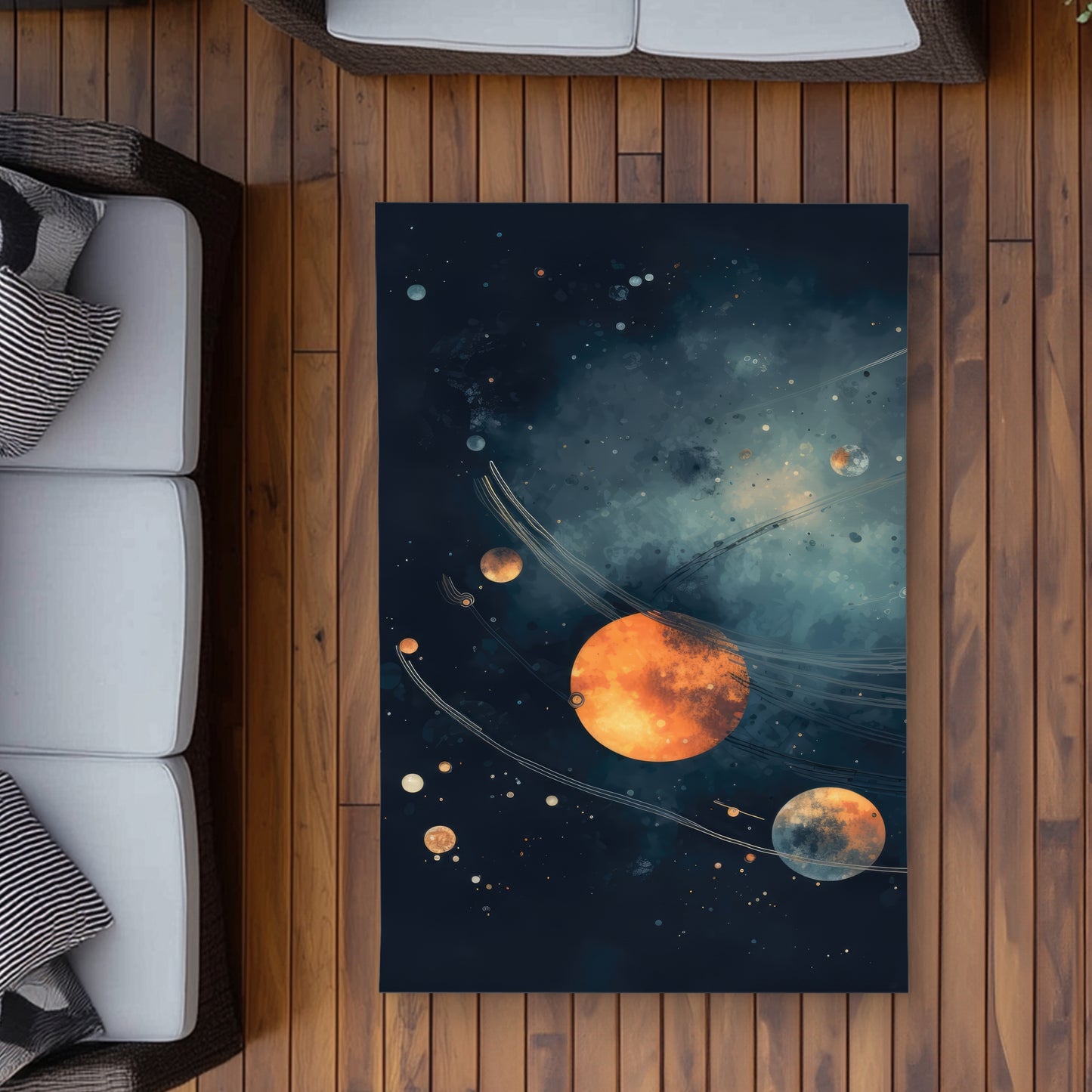 Deep Exploration Orange Outdoor Area Rug for Home Decor