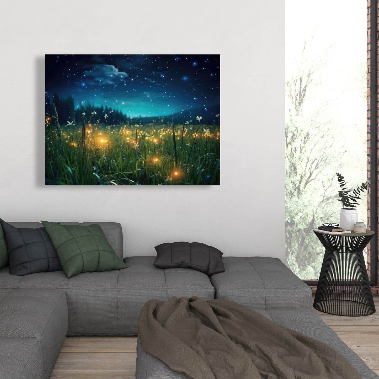Fireflies at night - 32"x32" Canvas