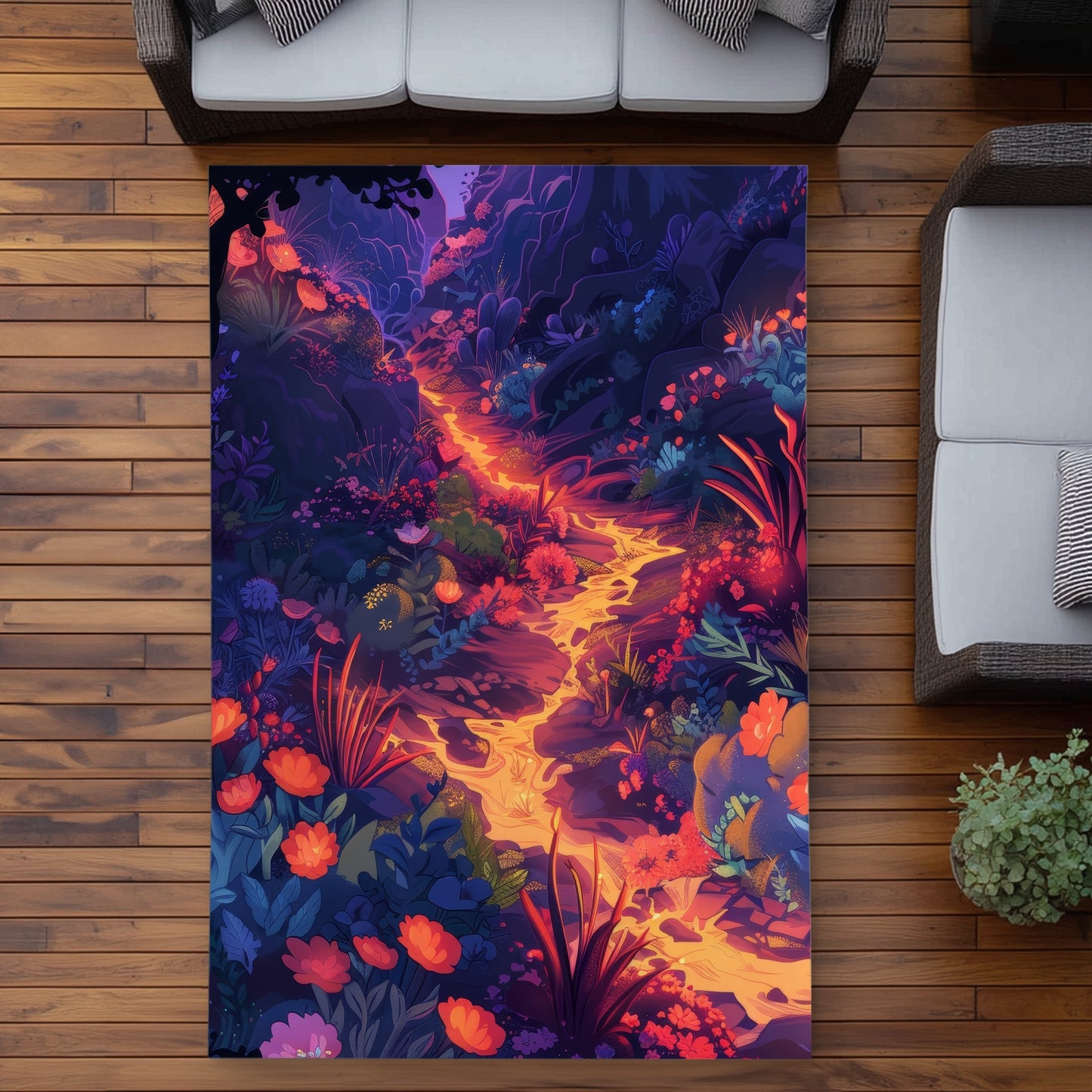 Tapis d'extérieur Fleurs en feu - Accessoire de décoration élégant pour la maison