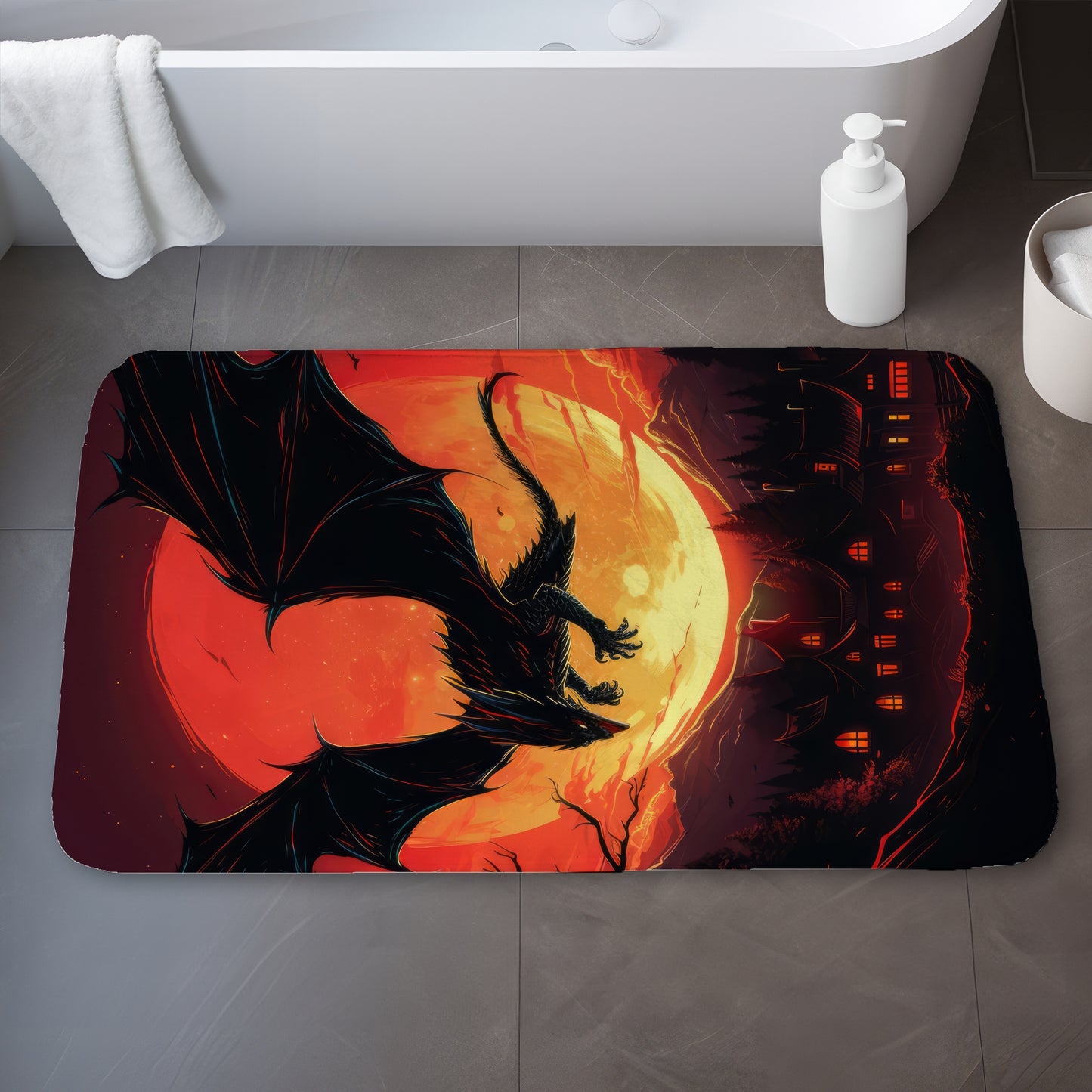 The dragon's wrath - 17"x24" Bath mat
