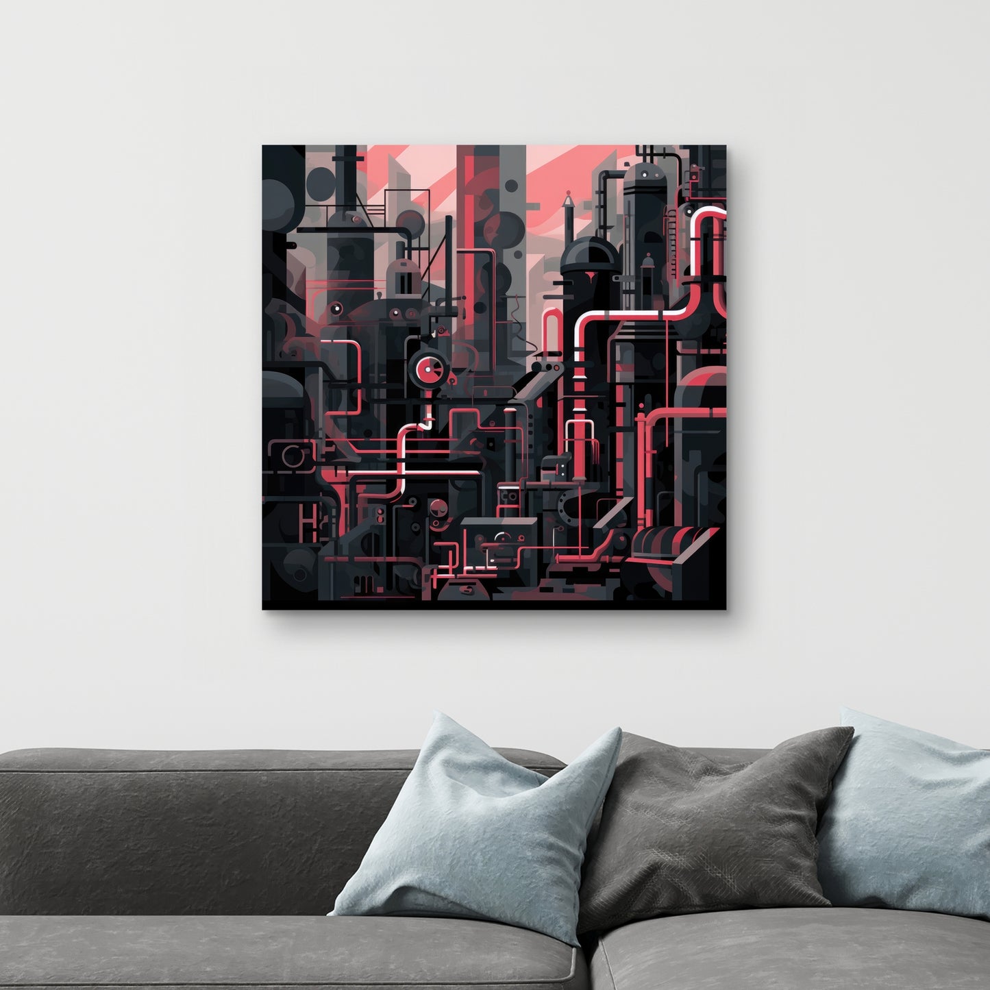 Industrial Empire - Red Canvas Art for Home Decor