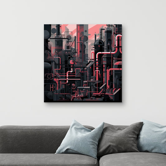 Industrial Empire - Red Canvas Art for Home Decor