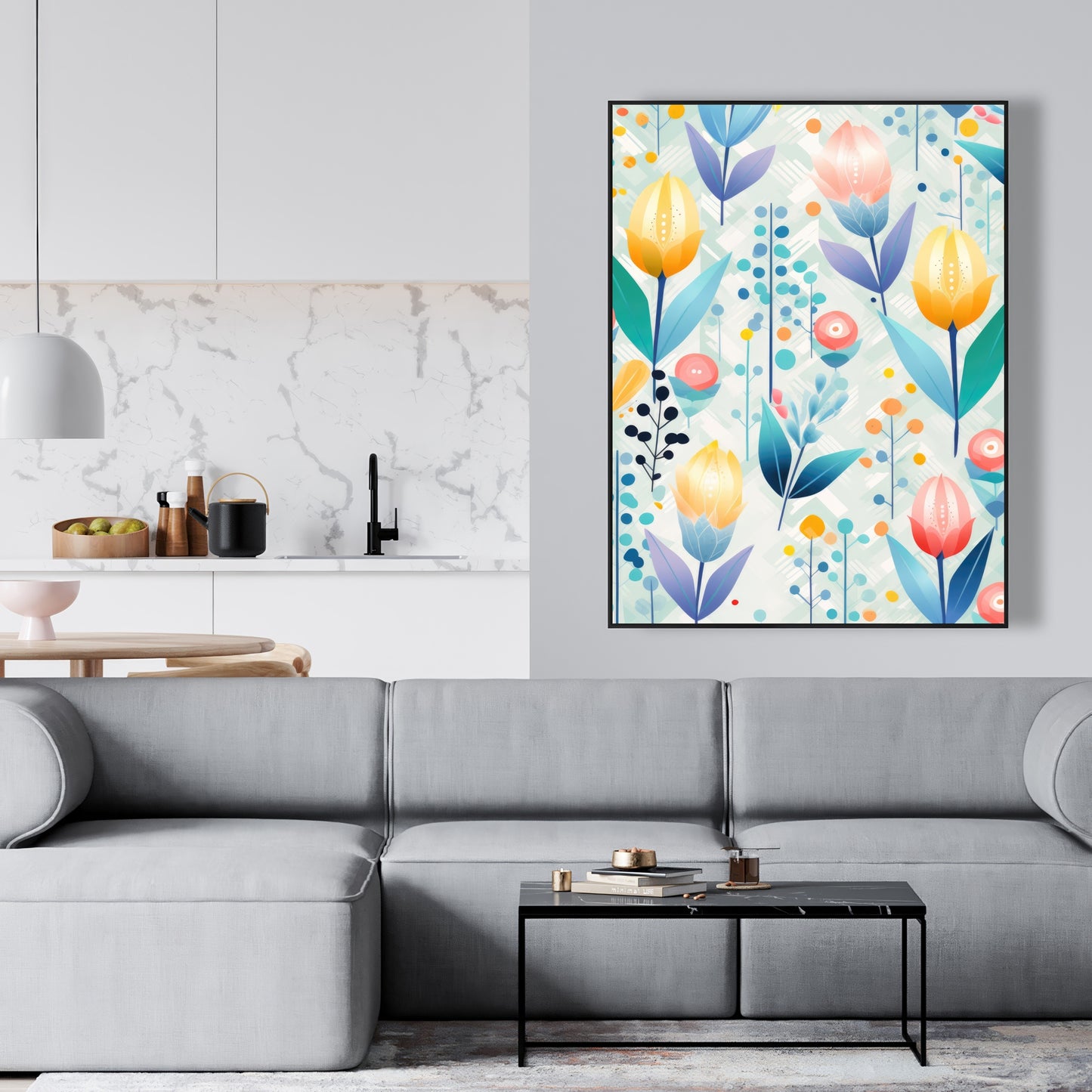 Calming scents - Turquoise Framed Canvas for Home Decor