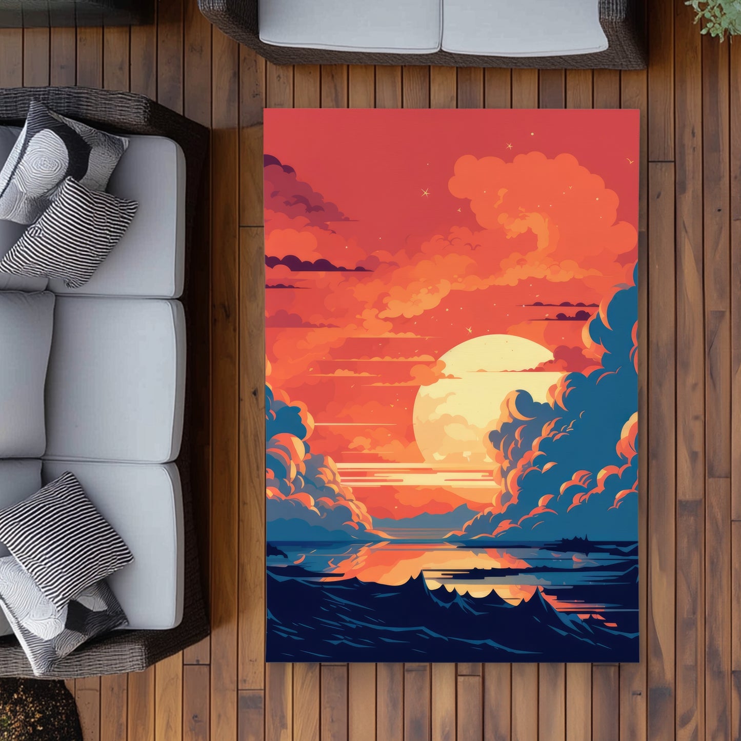 Orange and Blue - Yellow Outdoor Area Rug for Home Decor