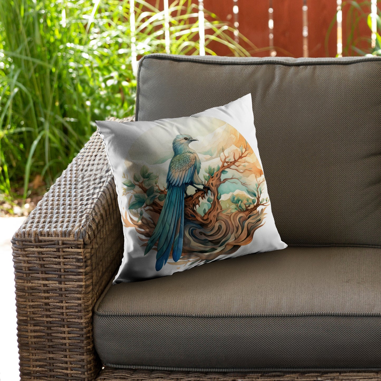 Perched Orange Poly Twill Throw Pillow Insert for Home Decor