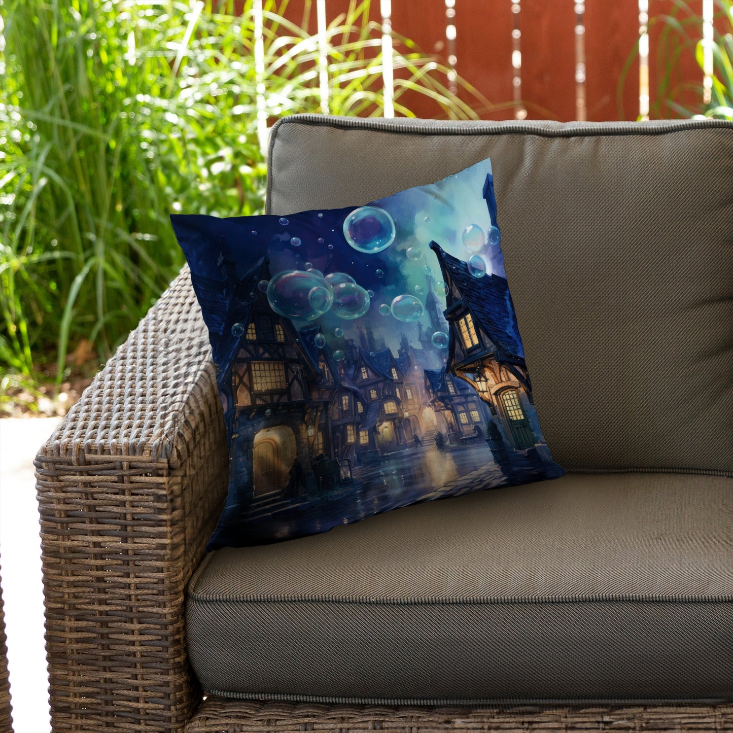 Floating through Beige Poly Twill Throw Pillow - Home Decor