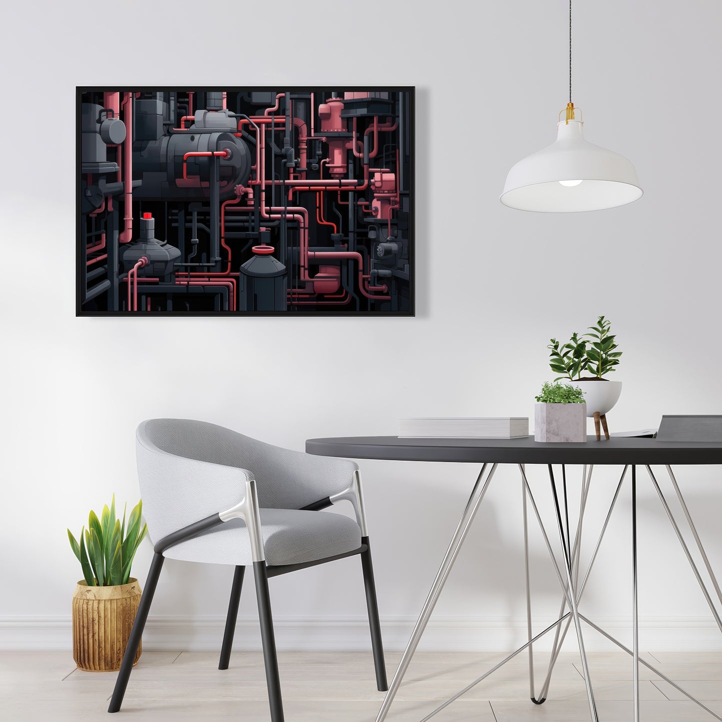 Dark pipes - 36"x36" Framed canvas